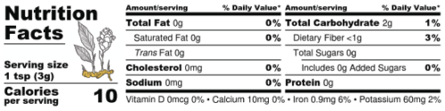 Golden Chai - Nutritional Information