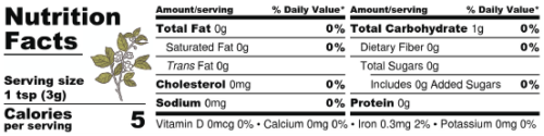 Maca Cocoa Jade - Nutritional Information