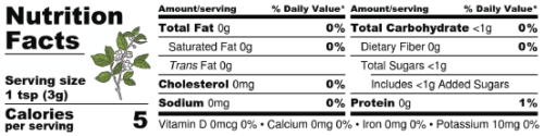 Vanilla Maple Jade - Nutritional Information